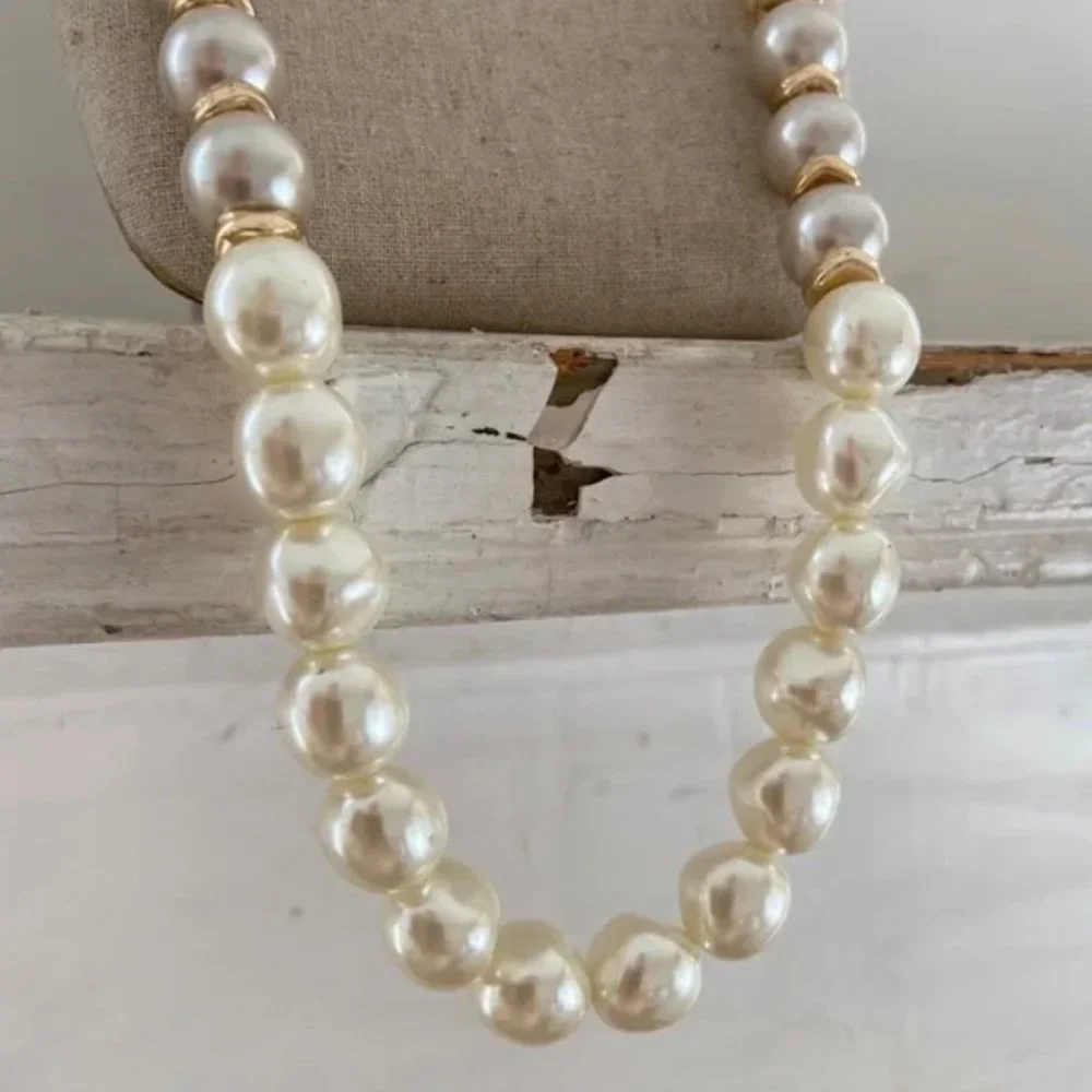 Paperclip Necklace Gold Tone Pearls Brand New AND Pearl Earrings Bundle Jewelry - Picture 12 of 13